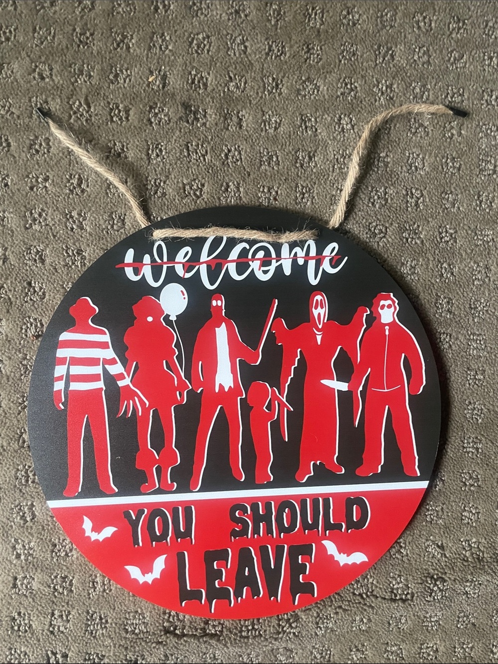Spooky/Horror “Welcome, you should leave” wooden sign (NWOT)
